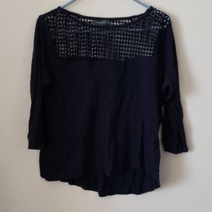 Navy blue lattice top shirt
